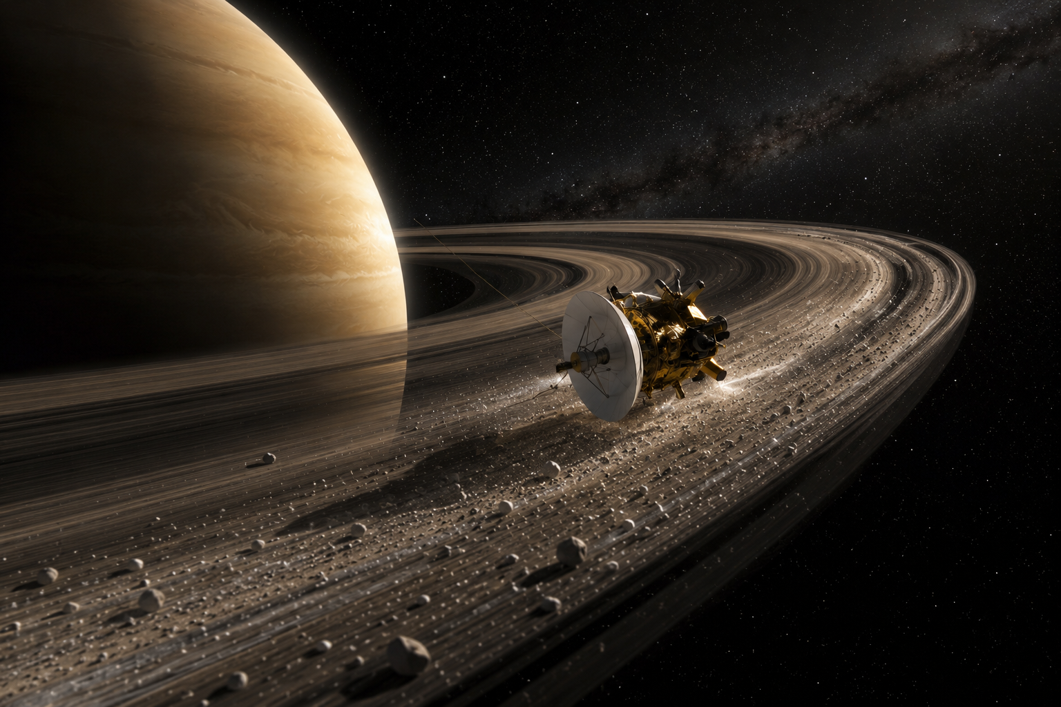 Cassini Spacecraft's Final Grand Dive Between Saturn's Rings