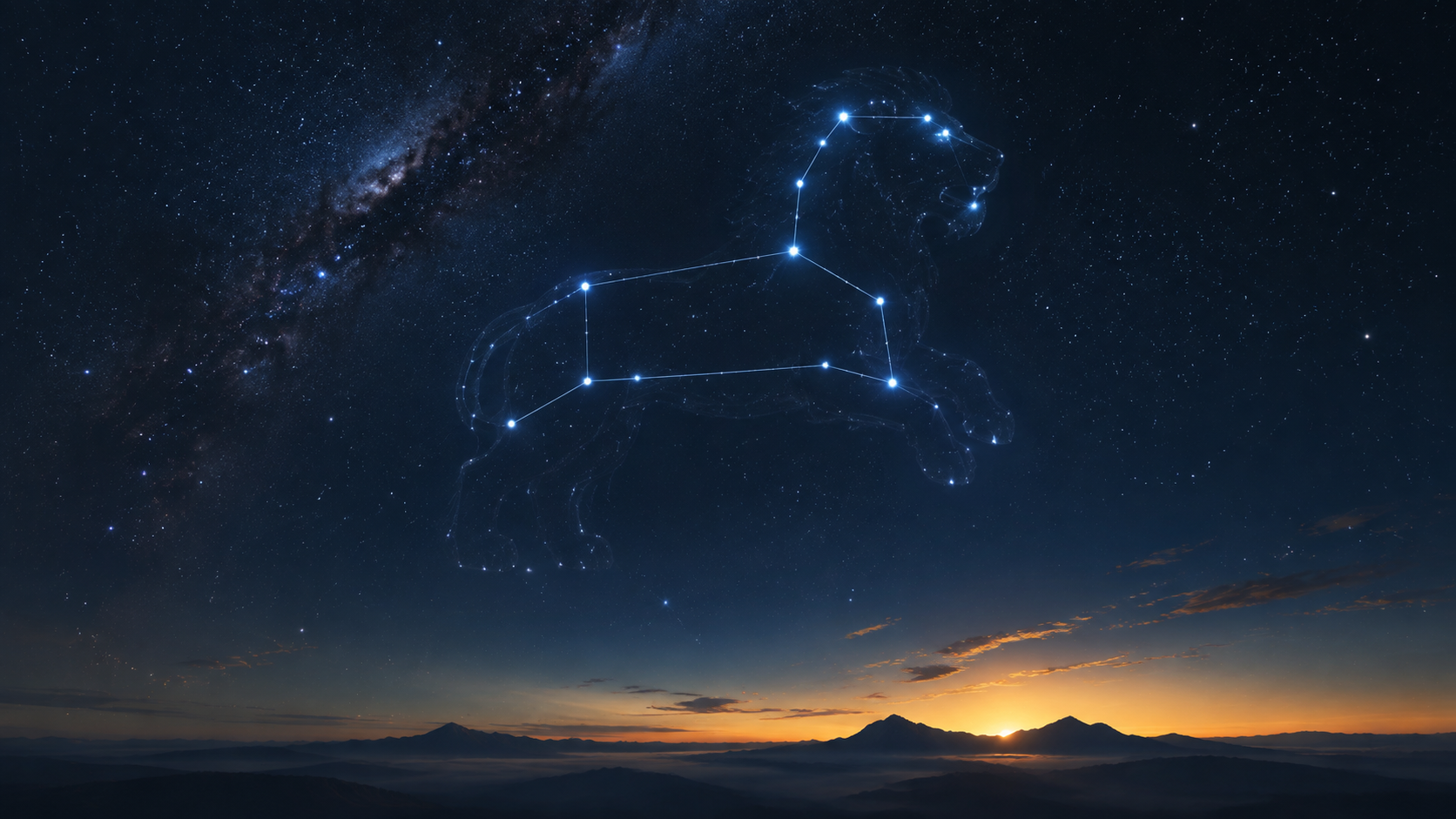 The Magnificent Place of the Leo Constellation in the Spring Sky
