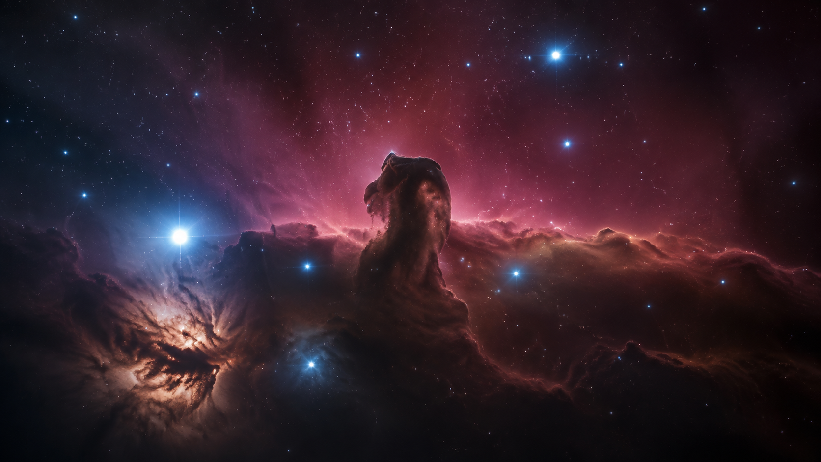 What Lies Hidden Behind the Light-Blocking Dark Silhouette of the Horsehead Nebula