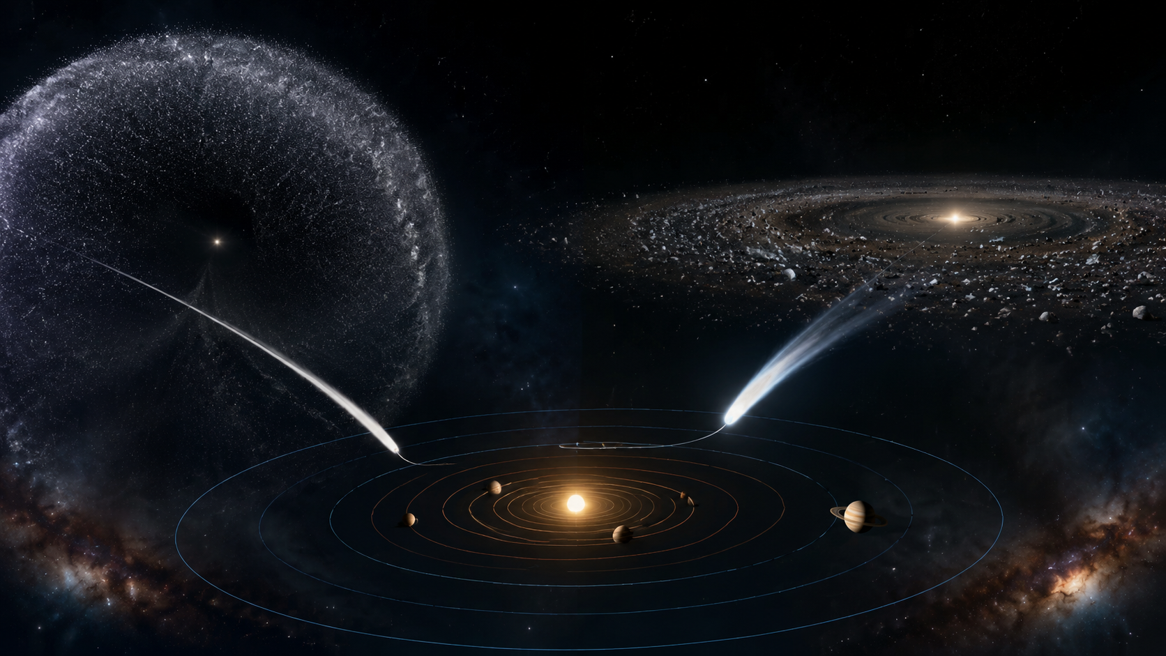 Different Sources of Short- and Long-Period Comets in Space