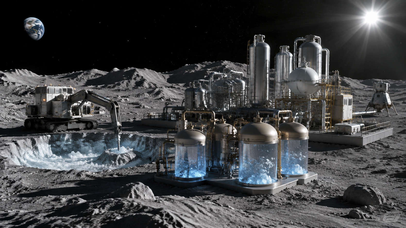 The Possibility of Producing Space Fuel from Water Ice on the Lunar Surface